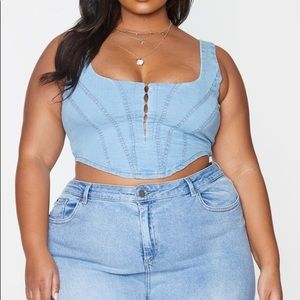 Denim Hook and Eye Corset Top